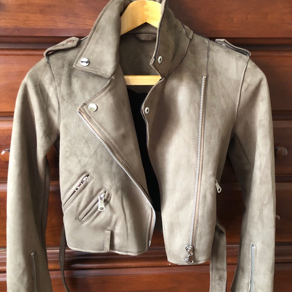 Taupe-brown moto jacket
